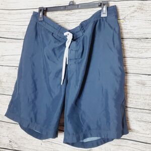 Lands End Navy Blue Lined Swim Trunks Mens Sz L Board Shorts Beach Bathing Suit